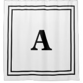 モノグラムイニシャルミニマル白黒モダン名 シャワーカーテン (正面)