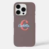 モノグラムイニシャルモカブラウンおしゃれデザイン Case-Mate iPhoneケース (裏面)