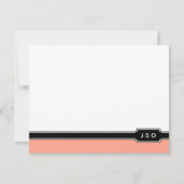 モノグラムイニシャルモダンズバンドコーラルピーチブラック ノートカード (正面)