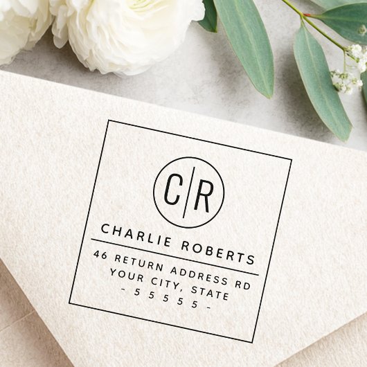 モノグラムイニシャルモダンミニマル差出人住所 ラバースタンプ