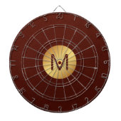 モノグラムイニシャルモダンlレッド&金ゴールドゲームルーム ダーツボード (正面)