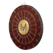 モノグラムイニシャルモダンlレッド&金ゴールドゲームルーム ダーツボード (正面右)