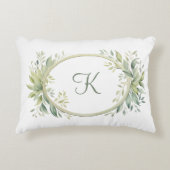 モノグラムイニシャルユーカリプスグリーン アクセントクッション (正面)