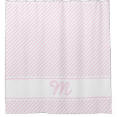 モノグラムイニシャルライトピンクストライプ色シャワーカーテン シャワーカーテン (正面)