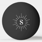 モノグラムイニシャルラジアルサン日が差すことブラック 卓球ボール (正面)