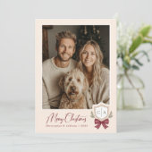 モノグラムイニシャルリボン写真 クリスマスカード (スタンド正面)