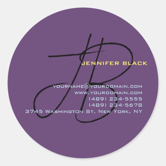 モノグラムイニシャルレターインディゴミニマルモダンリスト ラウンドシール (正面)