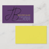 モノグラムイニシャルレターインディゴミニマルモダンリスト 名刺 (正面/裏面)