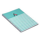 モノグラムイニシャルレターホワイトピンクローズストライプローズ ノートブック (右側)