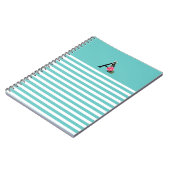 モノグラムイニシャルレターホワイトピンクローズストライプローズ ノートブック (左側)