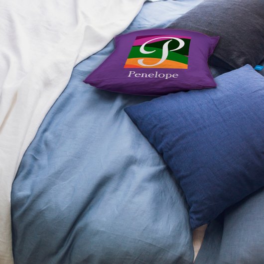 モノグラムイニシャルレターラベンダー装飾用クッション クッション