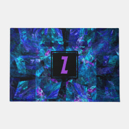 モノグラムイニシャルレター（明るい青の上） ドアマット