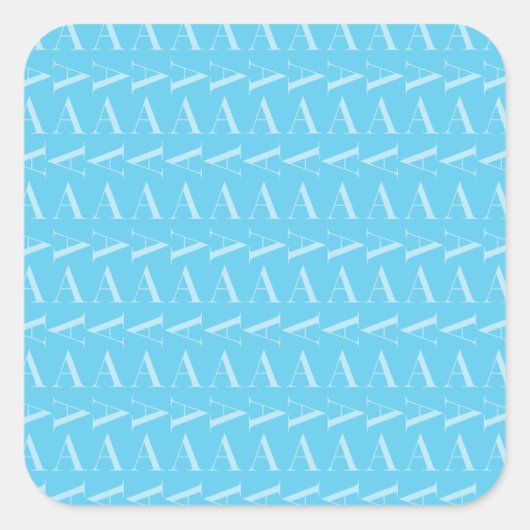 モノグラムイニシャルレターA，アクアブルー スクエアシール (正面)