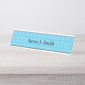 モノグラムイニシャルレターA,アクアブルー デスクネームプレート (正面)