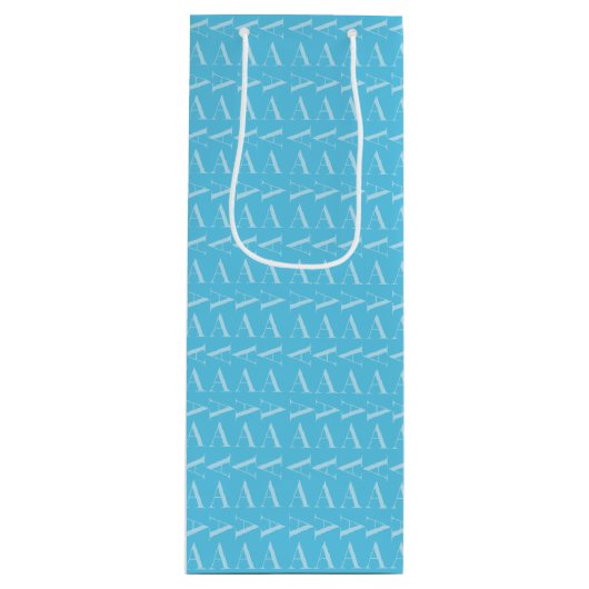 モノグラムイニシャルレターA，アクアブルー ワインギフトバッグ (正面)