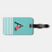 モノグラムイニシャルレターA (ホワイトピンクローズ) ラゲッジタグ (裏面横)