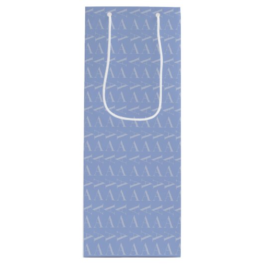 モノグラムイニシャルレターA，青 ワインギフトバッグ (正面)