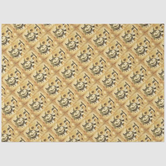 モノグラムイニシャルレターBヴィンテージデイジースケッチ 薄葉紙 (正面)