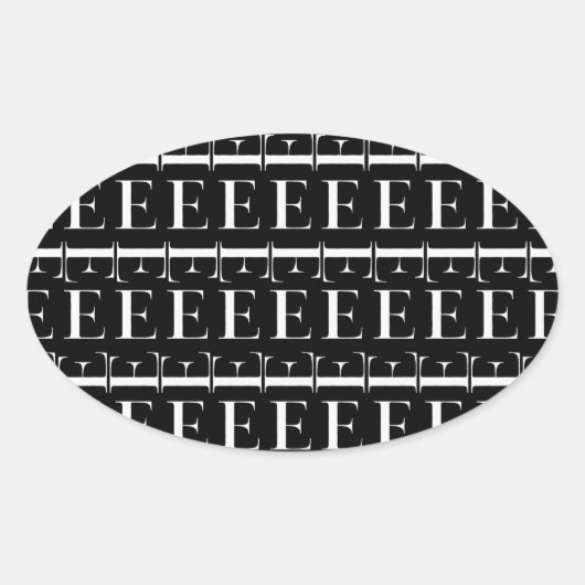 モノグラムイニシャルレターE 楕円形シール (正面)