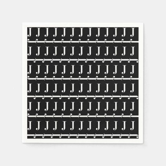 モノグラムイニシャルレターJ スタンダードカクテルナプキン (正面)