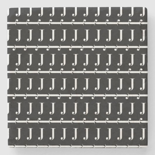 モノグラムイニシャルレターJ ストーンコースター (正面)