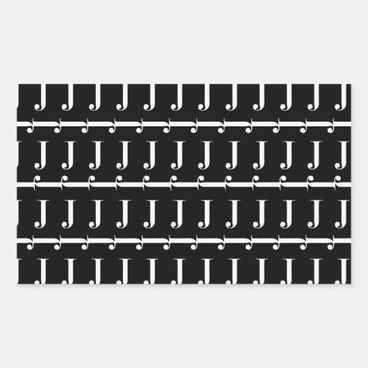 モノグラムイニシャルレターJ 長方形シール (正面)