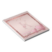 モノグラムイニシャルレターKかわいらしバラ金ゴールドメモ帳 ノートパッド (アングル)