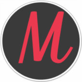 モノグラムイニシャルレッドはっきりしたカスタム文字名ブラック シール (正面)