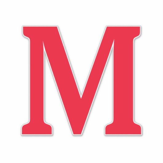 モノグラムイニシャルレッドはっきりした名前をカスタムするトレンディー シール (正面)