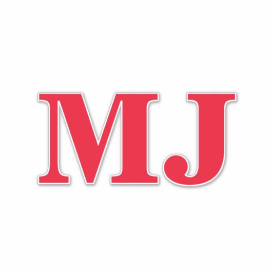 モノグラムイニシャルレッドはっきりした名前をカスタムするラベルトレンディー シール (正面)