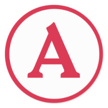 モノグラムイニシャルレッドサークルステッカー