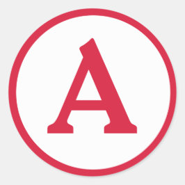 モノグラムイニシャルレッドサークルステッカー ラウンドシール