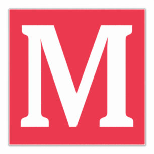 モノグラムイニシャルレッドホワイトはっきりした名前をカスタムする シール