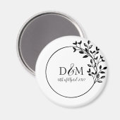 モノグラムイニシャルローレルブランチ結婚ズロゴ マグネット (正面/裏面)