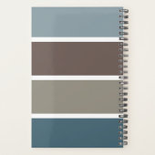 モノグラムイニシャル付き青と茶色のカラーブロック プランナー手帳 (裏面)