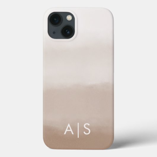 モノグラムイニシャル入り マッシュルームブラウングラデーション Case-Mate iPhoneケース (裏面)