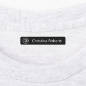 モノグラムイニシャル及び文字ブラックのファブリック服 ラベル (貼付)