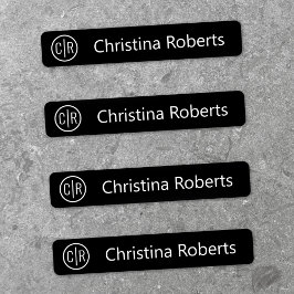 モノグラムイニシャル及び文字ブラックのファブリック服 ラベル