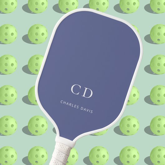 モノグラムイニシャル名の青い白 ピックルボールラケット