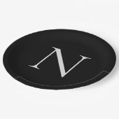 モノグラムイニシャル名カスタマイズ白黒 ペーパープレート (アングル)