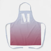 モノグラムイニシャル名グラデーションピンクブルー エプロン (正面)