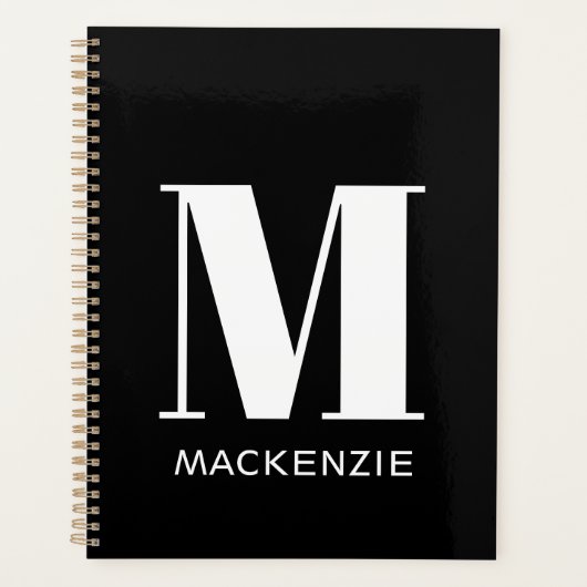 モノグラムイニシャル名シンプルパーソナライズされた プランナー手帳 (正面)