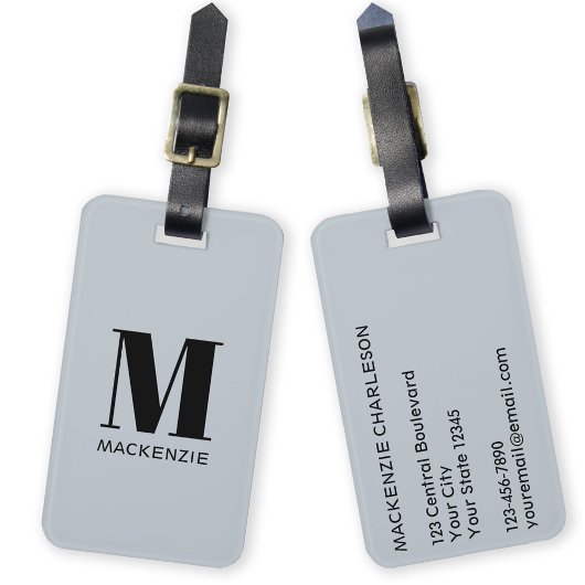 モノグラムイニシャル名シンプル名パウダーブルー ラゲッジタグ