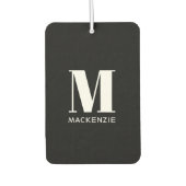 モノグラムイニシャル名シンプル白黒 カーエアーフレッシュナー (正面)