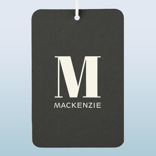 モノグラムイニシャル名シンプル白黒 カーエアーフレッシュナー