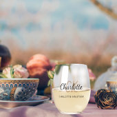 モノグラムイニシャル名シンプル ステムなしワイングラス