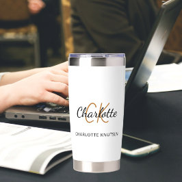 モノグラムイニシャル名シンプル 保温保冷タンブラー