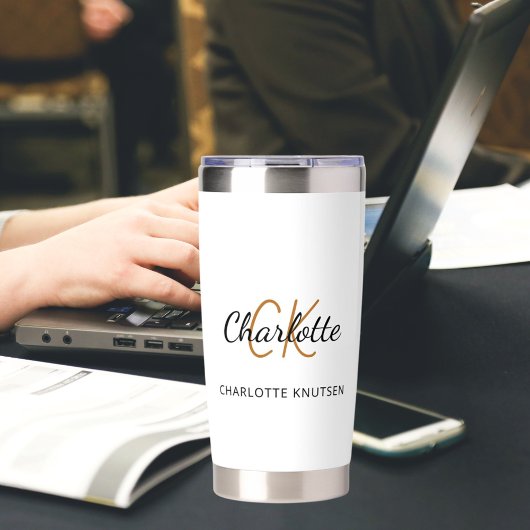 モノグラムイニシャル名シンプル 保温保冷タンブラー