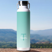 モノグラムイニシャル名スクリプトグラデーションティール（緑がかった色）緑 ウォーターボトル