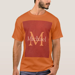 モノグラムイニシャル名テンプレートメンズレザールック Tシャツ